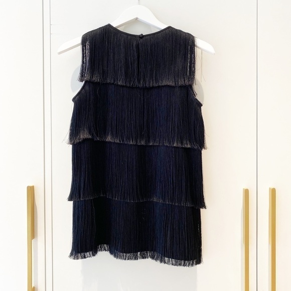 BNWT Club Monaco Black Fringe Top - Picture 5 of 7